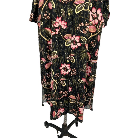 Tuckernuck Midi Shirt Dress Black Floral Print Collared Button Size Small - Picture 3 of 10